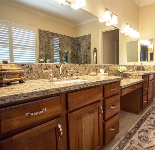 After picture bathroom vanity Bradshaw countertop by Cambria Leslie Kate photo