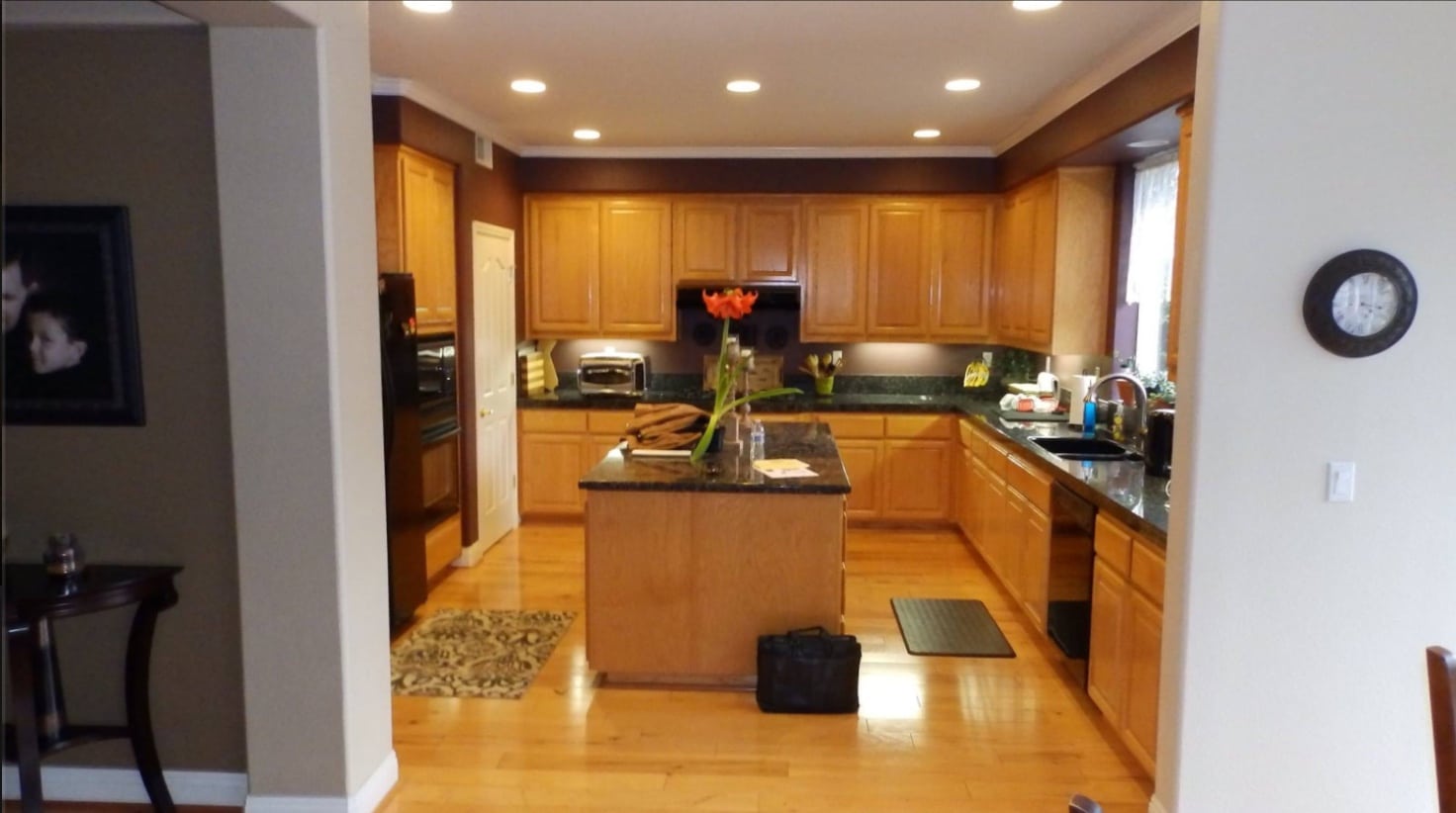 Kitchen before brown oak