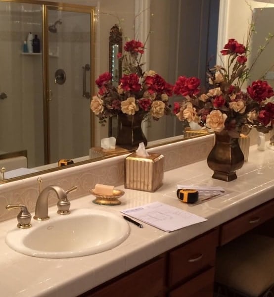 Before picture bathroom vanity white sink