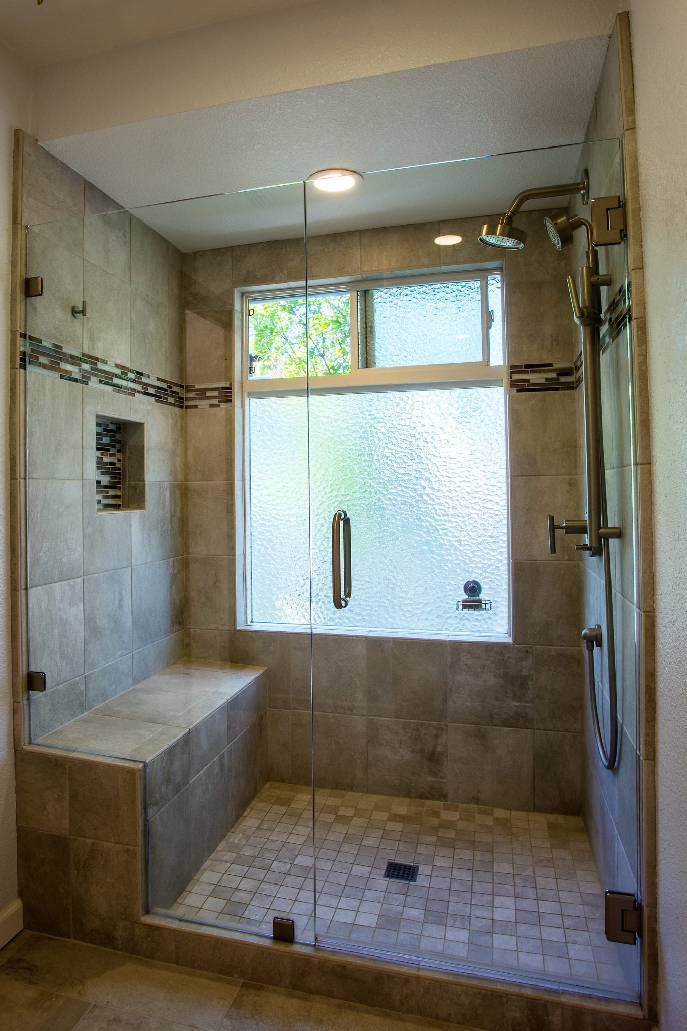 tile shower custom with glass door