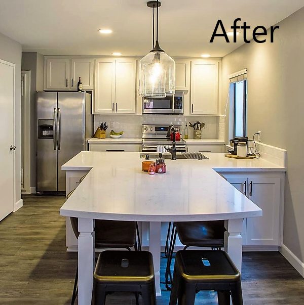 After remodel - Swanbridge by Cambria surfaces and Kitchen Mart Cabinets