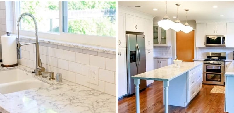 split view sink and long white kitchen Kelly Coloson Photo